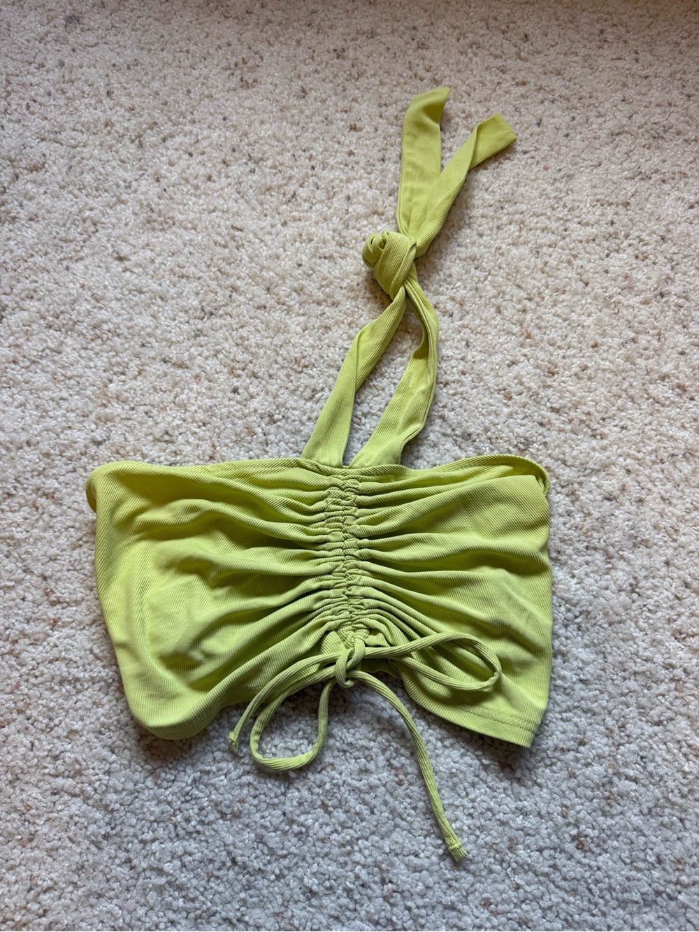 Urban Outfitters Neon Lime Smocked Bandeau Top
